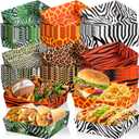 Tioncy 48 Pack Safari Animal Party Paper Food Trays 5 lb Zoo Large Nacho Boats Disposable Snack Trays for Burger Fries Hot Dog BBQ for Baby Shower Wild Animal Jungle Party Safari