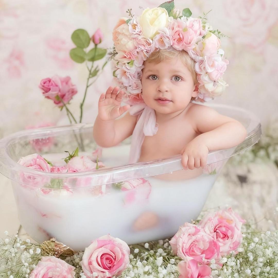 Milk Bath Tub for Baby Photography - Clear Acrylic Oval Photo Prop Tub, 18.8"  13.7"  10.8", Curved Rim & Wide Base for Newborn & Sitter Sessions, Photographers & Parents