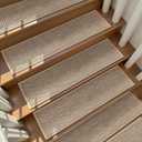 Deerly Linen Stair Treads Non Slip 15pcs Stair Runner for Wooden Steps Peel and Stick Carpet Treads Indoor Staircase Covers Mat with Self-Adhesive Backing for Pets and Kids 8"X30" Beige