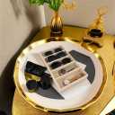 Luxurious 5 Grid Beige Velvet Eyewear Storage Sunglasses Jewelry Tray Organizer Soft Protection Drawer Divider Store Display