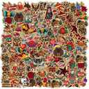 100Pcs Vintage Graffiti Tattoo Stickers Packs for Adults Mens Teens,Cool Retro Halloween Skull Horror Stickers Bulk Decor for Laptop Water Bottle Phone Skater