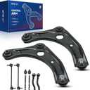 KAX Front End Control Arms Kit for 2012-2019 Nissan Versa/Versa Note 8pcs | 2 Lower Control Arms w/Ball Joints+4 Inner & Outer Tie Rods+2 Sway Bars, Suspension Kit K621577 K621576