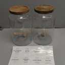 Set of 2 Large Glass Jar with Airtight Acacia Lid and 132 Kitchen Pantry Labels, Clear Glass Food Storage Jars Containers for Rice Flour Pasta Sugar Coffee Cookie and More(98 Fl Oz/2800 Ml)