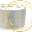 I00000 100Pcs Small Clear Gold Dessert Plates,Clear Disposable Plates with Gold Rim 7 Inch,Premium Hard Fancy Small Plate,Perfect for Birthday, Wedding & Party