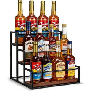 THYGIFTREE Coffee Syrup Rack Organizer 3-Tier 12 Syrup Bottles Holder Stand for Coffee Bar Station Storage Shelves for Syrup, Wine, Dressing for Kitchen Countertop
