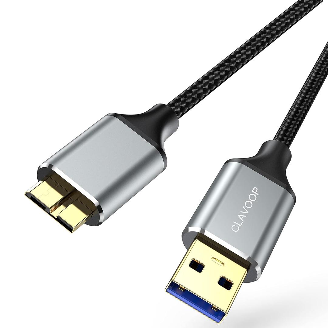 USB 3.0 Micro B Cable 1.5 FT, External Hard Drive Cable 5 Gbps High-Speed USB A to Micro B Hard Drive Cord Compatible for Seagate Xbox One Toshiba WD My Passport Elements SSD, Camera, Laptop