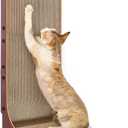 EHEYCIGA Cardboard Cat Scratcher for Indoor Cats, 26.8 Inch L Shaped Vertical Cat Scratching Board with Ball Cat Toy, Large Cat Scratcher Pad, Dark Brown