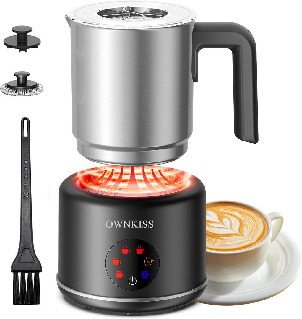 Milk Frother, 6-in-1 Electric Milk Frother and Steamer, 16.9oz/500ml Automatic Warm and Cold Foam Maker and Milk Warmer for Latte,Coffee,Cappuccinos,Macchiato(Stainless Steel)