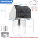 Upgraded 8 Inch Hooded Wall Vent, Outdoor Wall Exhaust Vent Cover Wall Cap with Screen & Damper for Exterior Kitchen Range Hood, Ventilation Dryer, HVAC Duct Air Exhaust, Galvanized Steel, White