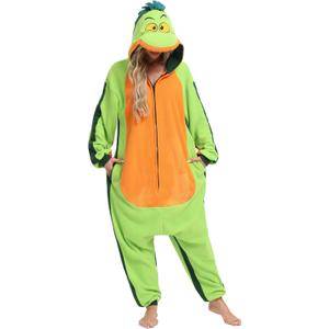 Wishliker Unisex Adult Onesie Pajamas Animal Onesies Women Men Christmas Halloween Cosplay Costume Sleepwear (Large, Green Fish)