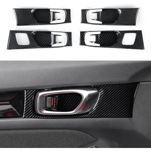 Car Inner Door Handle Bowl Decals for 2022 2023 2024 2025 Honda Civic 11th Gen Accessories ABS Carbon Fiber Interior Stickers