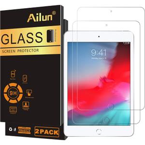 Ailun Screen Protector for iPad Mini 4, iPad Mini 5 2019 2Pack Tempered Glass 2.5D Edge Ultra Clear Transparency Anti Scratches Case Friendly