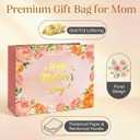 5 x GLURUITE 13" Mothers Day Gift Bag with Card and Tissue Paper Gold Foil Happy Mother's Day & Floral Design for Moms Grandmas Wife