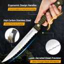 Steak Knives, 7 Pieces Steak Knife Set with Block, High Carbon Stainless Steel, Serrated Silverware Set, Black