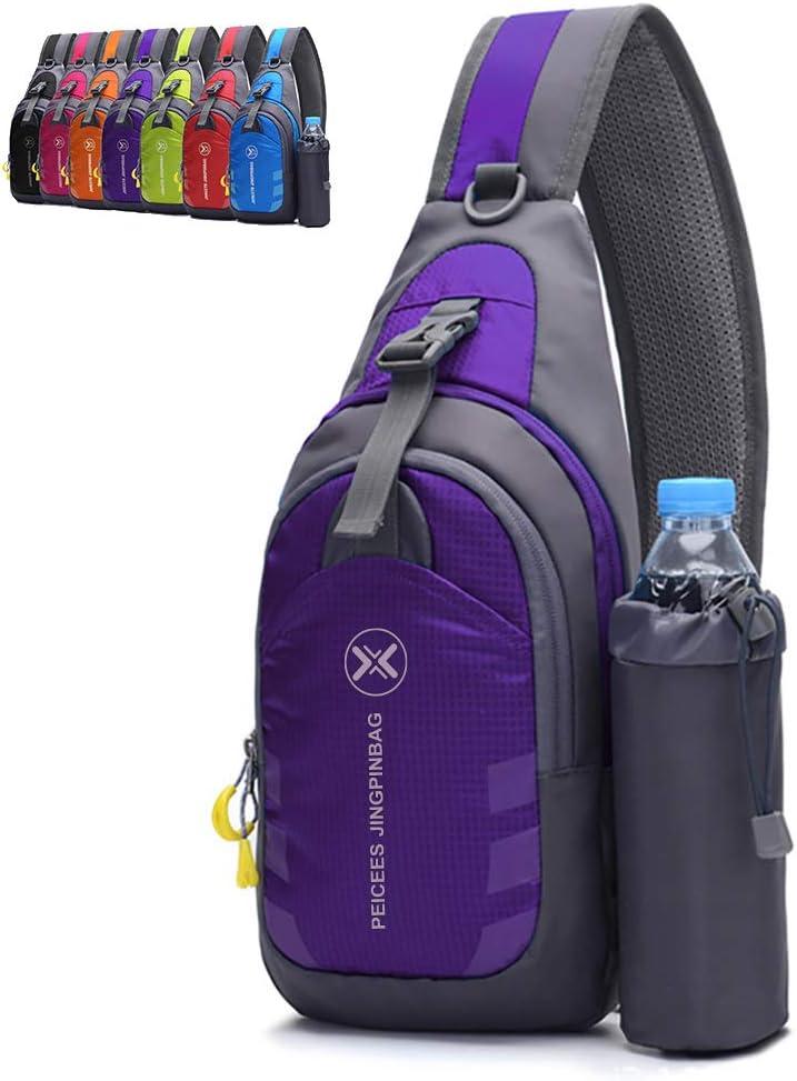 Peicees Chest Crossbody Sling Backpack Bag Travel Bike Gym Daypack for Women Men (Medium, Purple)