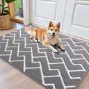 OLANLY Front Door Mat, Non-Slip Rubber Backing, Dirt Resistant and Absorbent, Washable, Easy to Clean Low-Profile Indoor Doormat for Back Door, Entryway, Inside Entrance, 40x32, Grey
