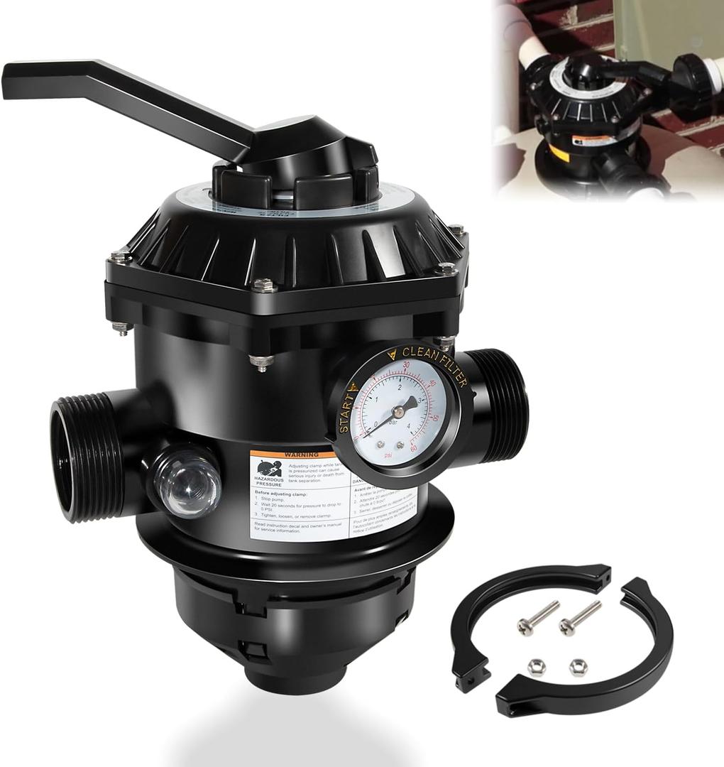 Replace Part for 262506 1-1/2-Inch 6-Way Clamp Style Valve Replacement for Meteor, Sand Dollar, Sta-Rite CristalFlo II and Tagelus Pool and Spa Sand Filters