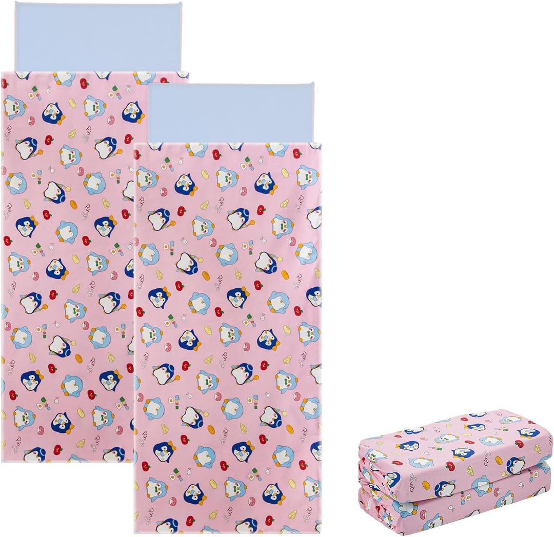 2PCS Cover Replacement Compatible with Kindermat 4 Section Rest Mat,Pink,Soft Breathable and Washable Sheet for Preschool Kindergarten Toddler Daycare(Mat Not Included)