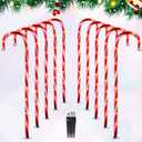 VCOKEN 30'' Christmas Candy Cane Pathway Markers Lights - Set of 10 Christmas Stakes Lights Outdoor Pathway Decorations, Connectable & Light Up Xmas Holiday Party Yard Art Indoor Outdoor Ornament (Red)