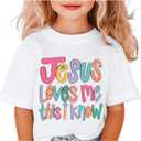 BINTEHGS Jesus Shirts for Kids Christian Graphic Tees for Girls Religious God Tshirts Inspirational Bible Verse Cute T-Shirts(White,4-5Years)