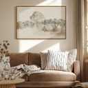 VIYYIEA Large Framed Canvas Wall Art, 24x36 Inch Minimalist Countryside Landscape Art Print, Soft Neutral Nature Wall Decor for Bedroom Living Room Home Office