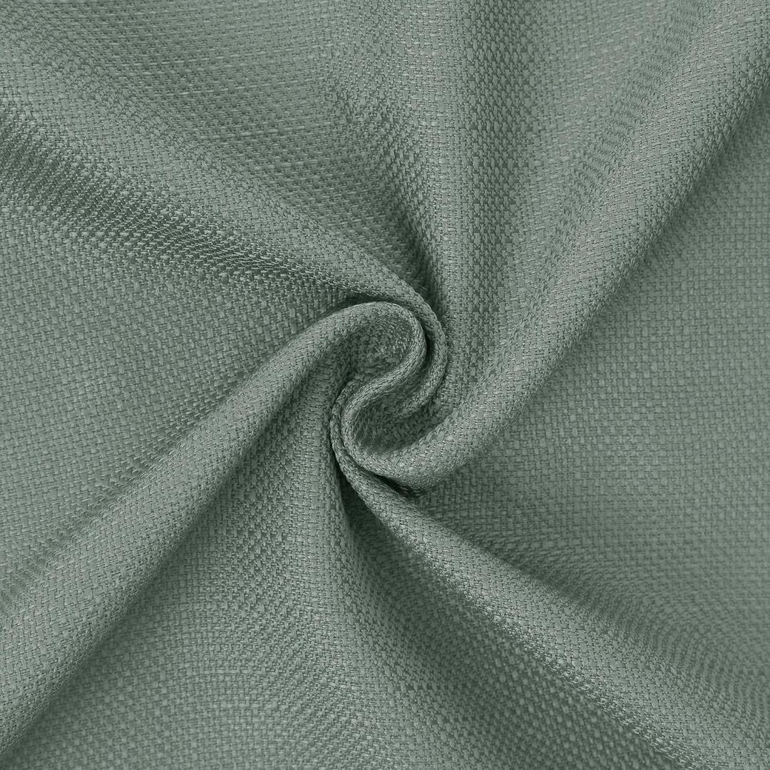 OVZME Sage Green Light Filtering Curtains 14 Inches Length 2 Panels, Semi Sheer Extra Long Window Shades Solid Faux Linen Textured Decor with Rod Pocket, 60Wx14L Inch