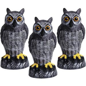 Galashield Owl Decoy | Plastic Owls to Scare Birds Away | Owl Statue for Garden & Outdoors - Pack of 3