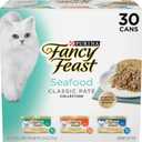 Purina Fancy Feast Seafood Classic Pate Collection Grain Free Wet Cat Food Variety Pack - (Pack of 30) 3 oz. Cans (EXP 03/01/28)