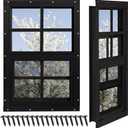 Shed Windows 2 Pack, Chicken Coop Windows 24" x 27" with Tempered Glass and Fiberglass Screen, Flush Mounted Small Window for Shed, Barns, Playhouse, Household, Garage (Black)