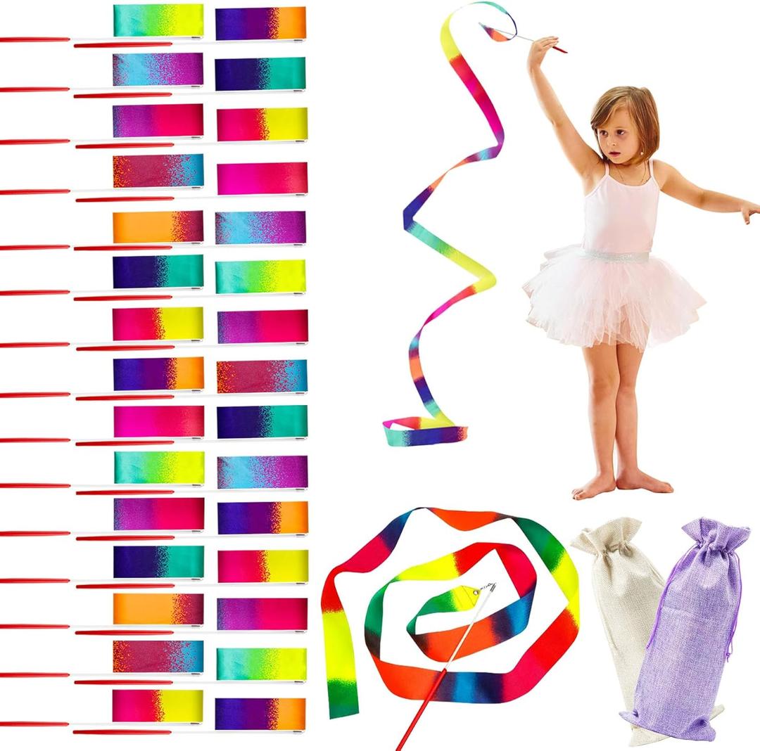36 Pack Dance Ribbons Streamers Colorful Dance Wand for Kids Gymnastics Ribbons Steamer Wand Girls Twirling Ribbons for Birthday Dancing Party Games Decorations Supplies