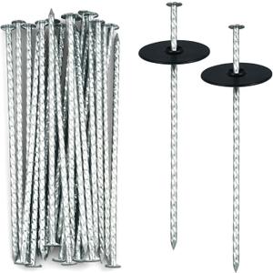 8 Inch Heavy Duty Landscape Stakes with Gasket Caps - 200 Sets Galvanized Spiral Garden Spikes Kit for Securing Weed Barrier Fabric, Artificial Turf, Tent and More
