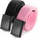 Mile High Life Cut To Fit Canvas Web Belt Size Up to 52" with Flip-Top Solid Black Military Buckle