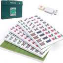 Pycoal Traditional Chinese Mahjong Tile Set, 1.4'' Melamine Mahjong Tiles Premium 146PCS Mahjong Set with Portable Carrying Case, Instruction Manual, Dice Set, Mah jongg Game Set for Family, Gathering