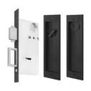 Pocket Door Lock,Modern Rectangular Pocket Door Hardware, Finger Flush Pulls with Edge Pull for Pocket Doors, Sliding Doors,Folding Doors etc (Black, Keyed Lock)