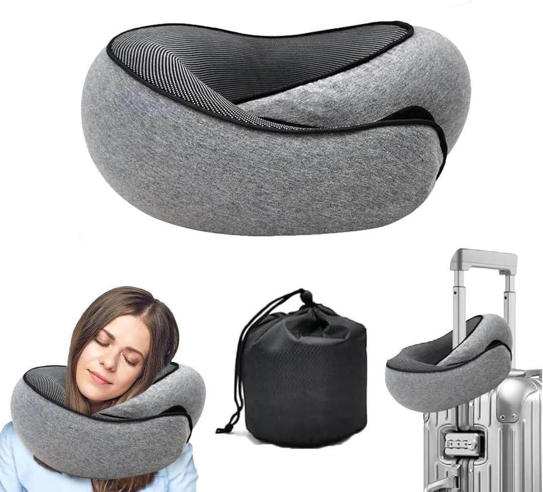 Travel Pillow for Airplanes, 2026 New Memory Foam Neck Pillow with Chin Wrap for Traveling, Suitable for Airplanes, Offices and Cars