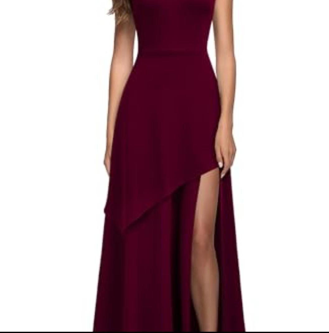 MUSHARE Women's Halter Neck Formal Dress Sexy Split Party Long Cocktail Dresses Burgundy, Small