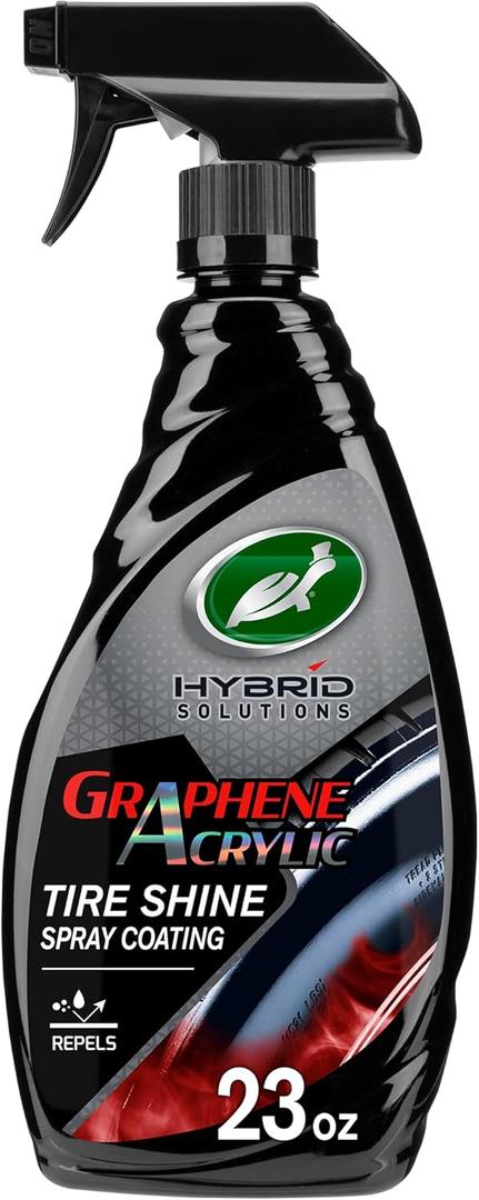 Turtle Wax 53733 Hybrid Solutions Graphene Acrylic Tire Shine Spray Coating, No Sling Tire Dressing, Long Lasting Deep Black Shine, UV Protection and Dirt Repellant, 23 oz. (Pack of 1)