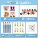 hkejoi 4 Pack Animal Paint by Numbers Kit for Kids with Framed, Easy Paint by Number Crafts for Ages 4-8, Simple Painting Kits for Home Wall Decor 7.87''Wx7.87''L (Cartoon-1)