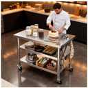 Stainless steel kitchen prep and work table with Wheels,44x24in,Multi-Size, 44"Lx24"Wx35"H