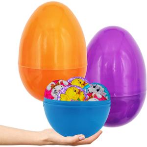 The Dreidel Company Massive Multicolor Fillable Easter Eggs Colorful Bright Plastic, Stands Upright, Perfect for Surprise, Easter Hunt, Assorted Colors, 8" Giant Fillable Eggs (2-Pack)