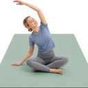Large Yoga Mat Non-Slip, Ultra Durable, Wide Workout Mat, Wide Exercise Mats for Home Workouts, Yoga, Pilates, Stretching (Barefoot Exercise) - Green