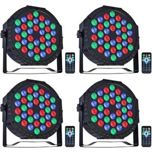 Par Lights Stage Lights Uplights LED RGB Lighting DMX512 Sound Activation Multiple Lighting Modes Party Light for DJ, Disco, Stage, Wedding - 4 Packs