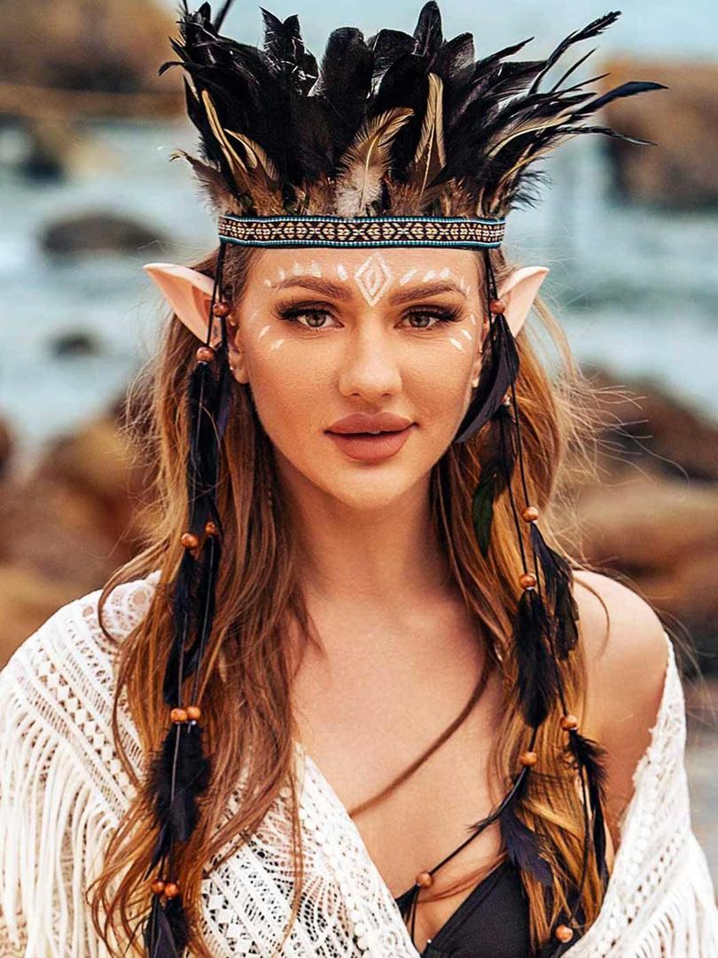 GORTIN Boho Feather Headband Indian Headdress Native American Costume Hair Accessories for Women