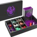 DND Dice Tray & Tower Storage Box, 4 in 1 D&D Dice Holder Case (Dice Rolling Tray, Dice Roller Tower, Dice & Miniature Storage), Great RPG Accessories Gifts for Dungeons and Dragons MTG DM & Player (Purple)