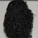 GORGIUS Veralux Blend Human Hair Glueless Curly Wig with Bangs Natural Black Synthetic Curtain Bang with Realistic Scalp Put On and Go 20 Inch