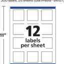 Avery Matte White Square Labels, Sure Feed Technology, 2" x 2", 300 Matte White Printable Labels