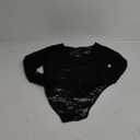SweatyRocks Women's Sheer Floral Lace V Neck Bodysuit Long Sleeve Slim Fit Jumpsuits (X-Large, Black)
