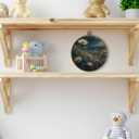 Tzhim Vintage Moody Blue Floral Round Wall Art, Dark Cottagecore Wildflower Field Round Wall Decor Framed, Rustic Farmhouse Flower Botanical Canvas Walls Sculptures for Home Office Decor, 10x10 Inch