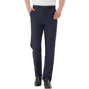 Men's Tall Classic Fit Flex Flat Front Dress Pants Formal Pants for Business & Office (Blue), Size 44W x 36L
