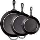 Lodge Pre-Seasoned Cast Iron Skillet Set - Set Includes 8 Inch Skillet, 10.25 Inch Skillet, and 12 inch Skillet - 3 Piece